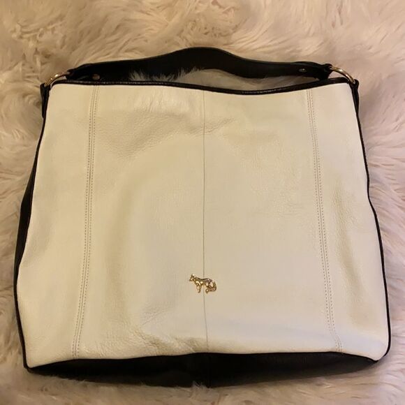 Emma Fox | Leopard Print Dressage Frame Bag White Leather Hobo Satchel Bag - Picture 3 of 5